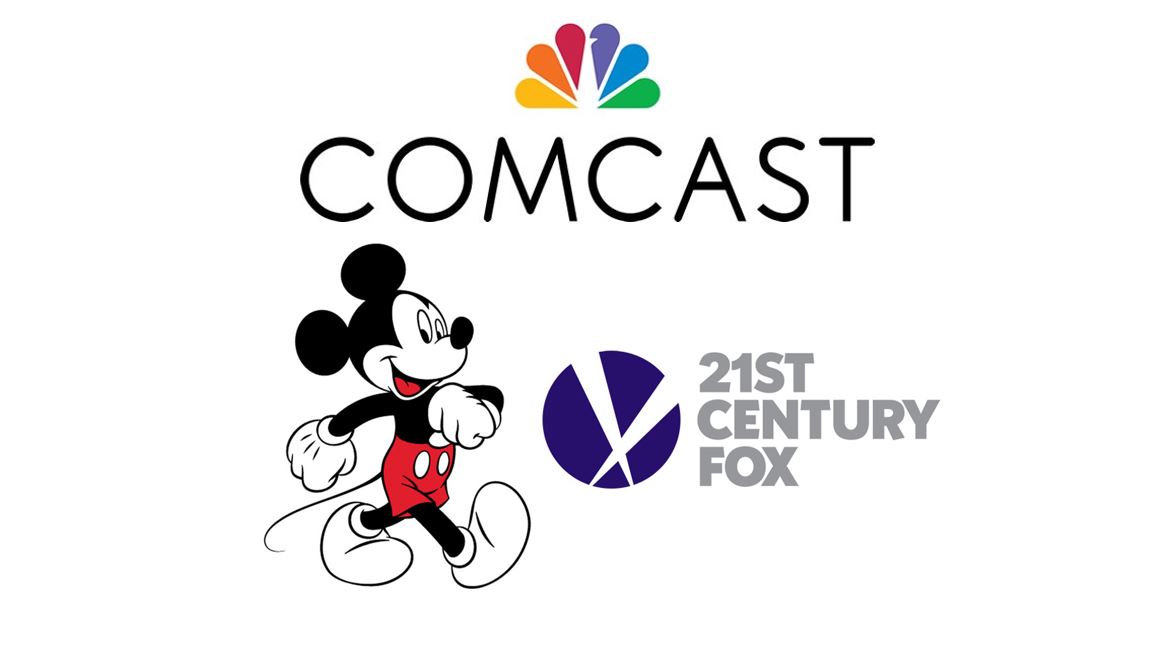 comcast and fox logos and mickey mouse